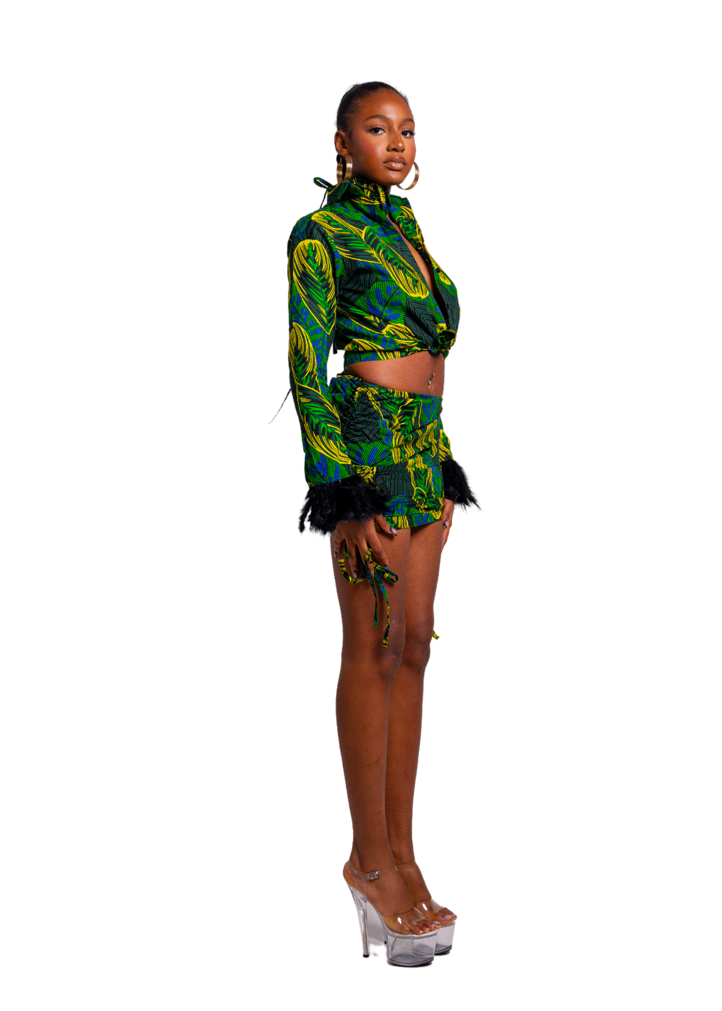 GAIA FITTED SHIRT- GREEN TROPICAL