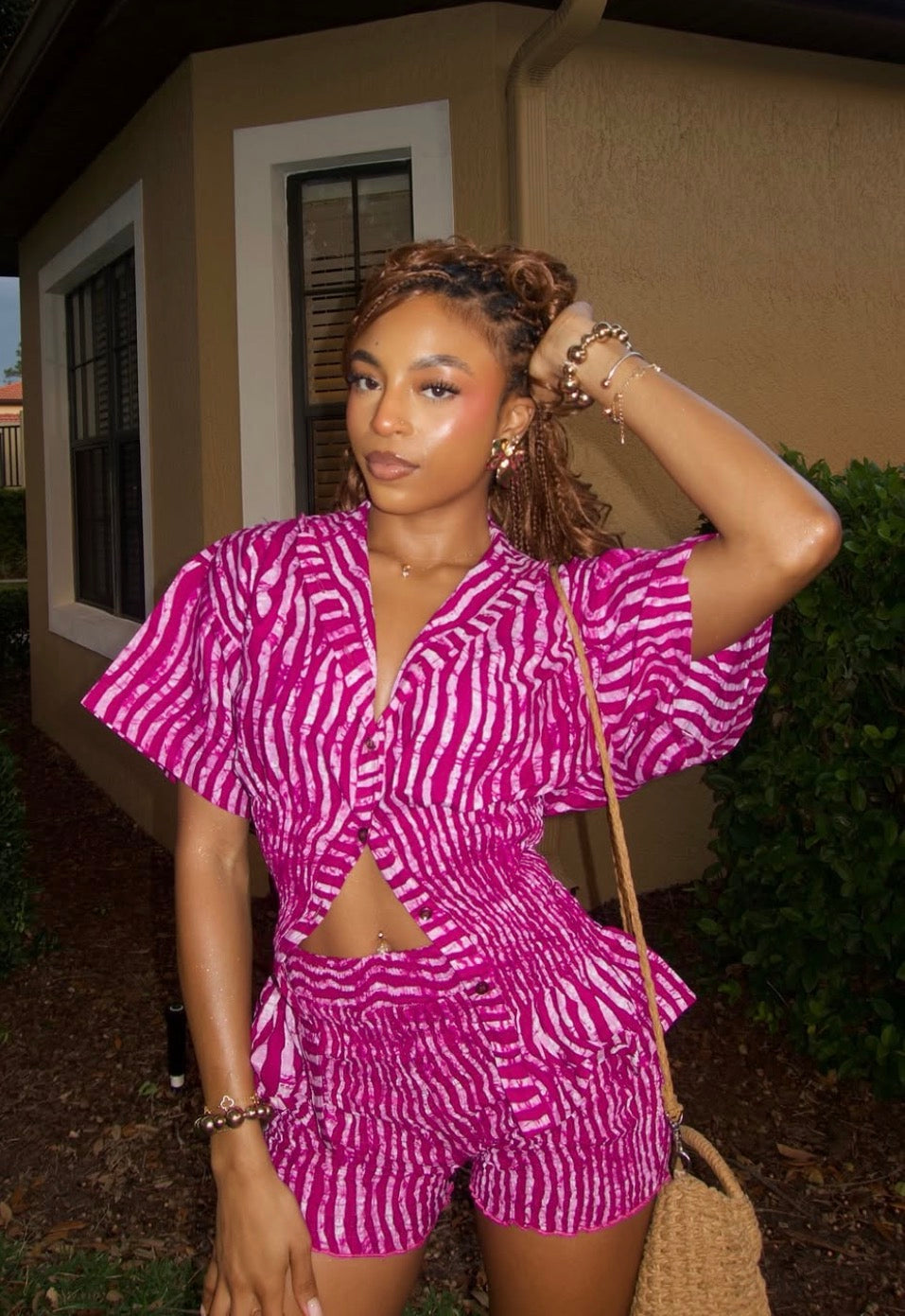 AYO ELASTIC SHIRT - MAGENTA