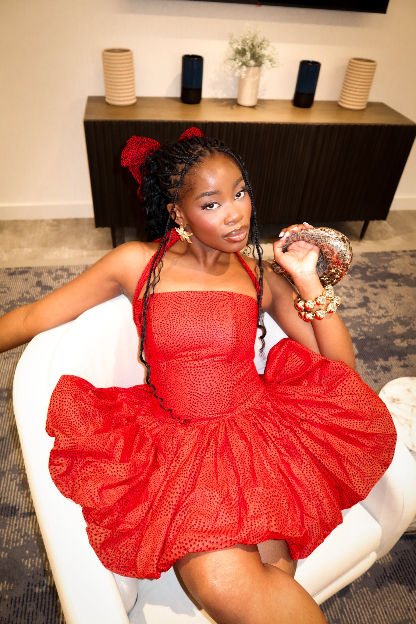 KILANI CORSET MINI DRESS- RED