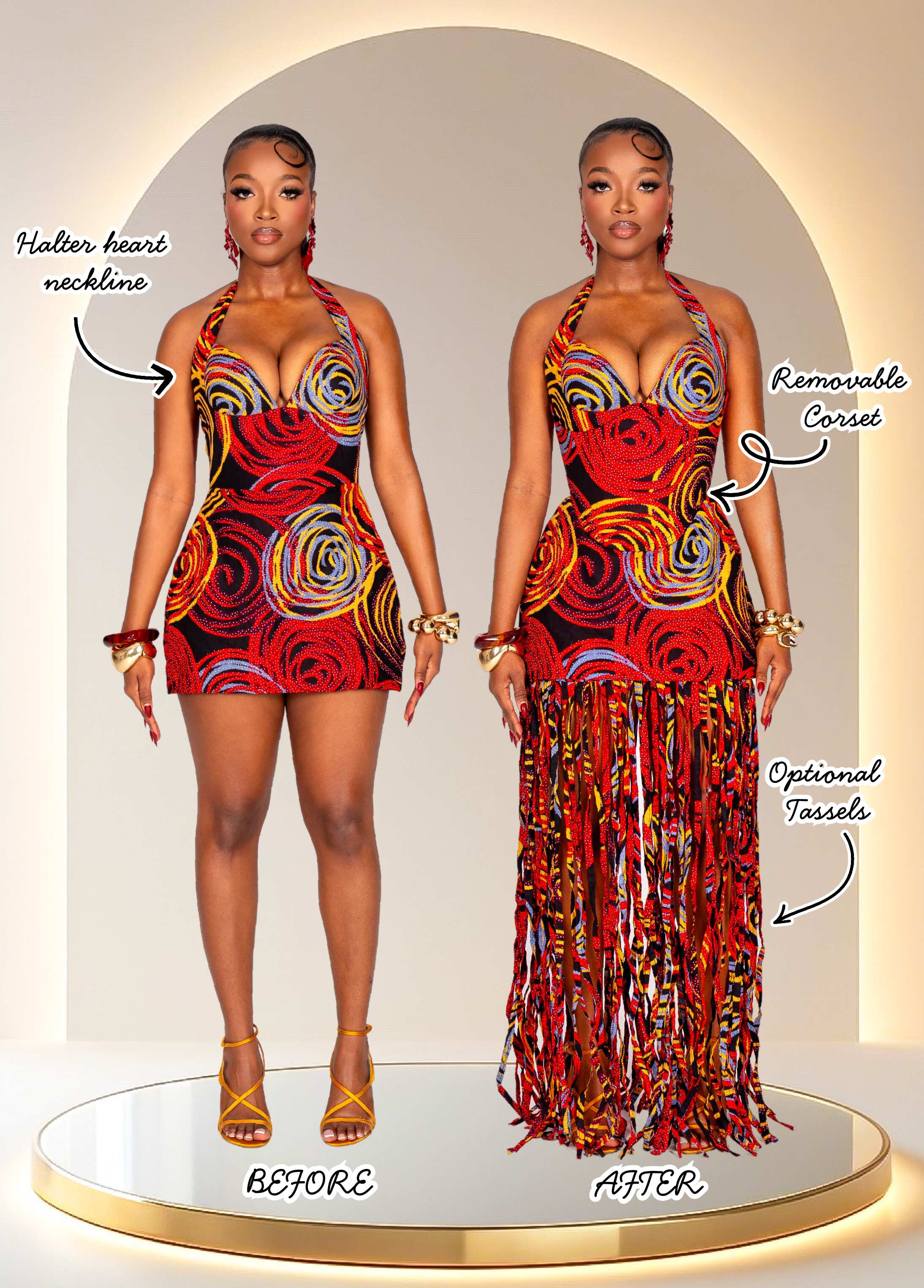 SORAYA CORSET DRESS SET - RED ROSE