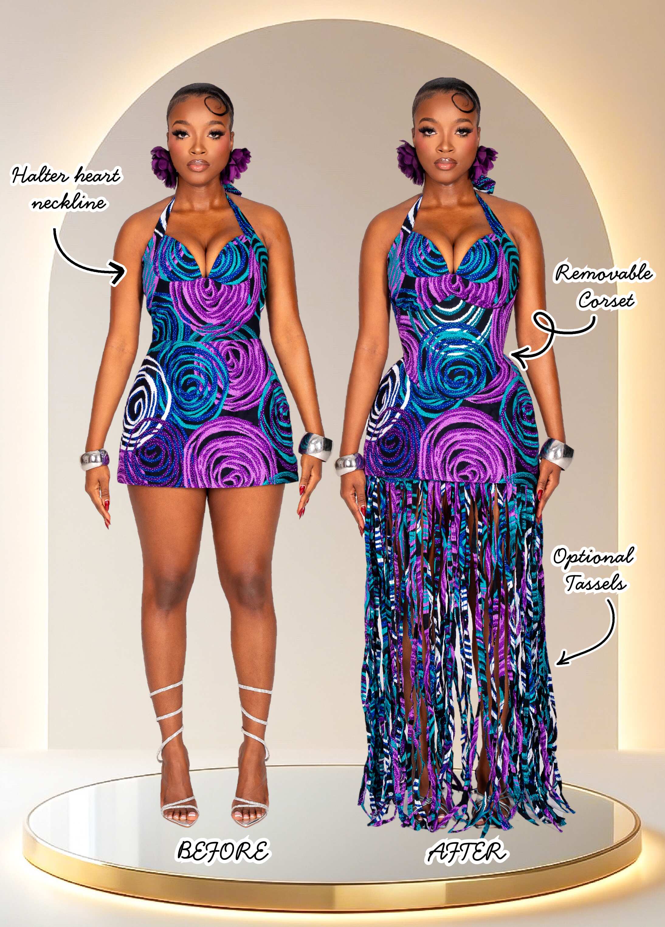 SORAYA CORSET DRESS SET - PURPLE ROSE