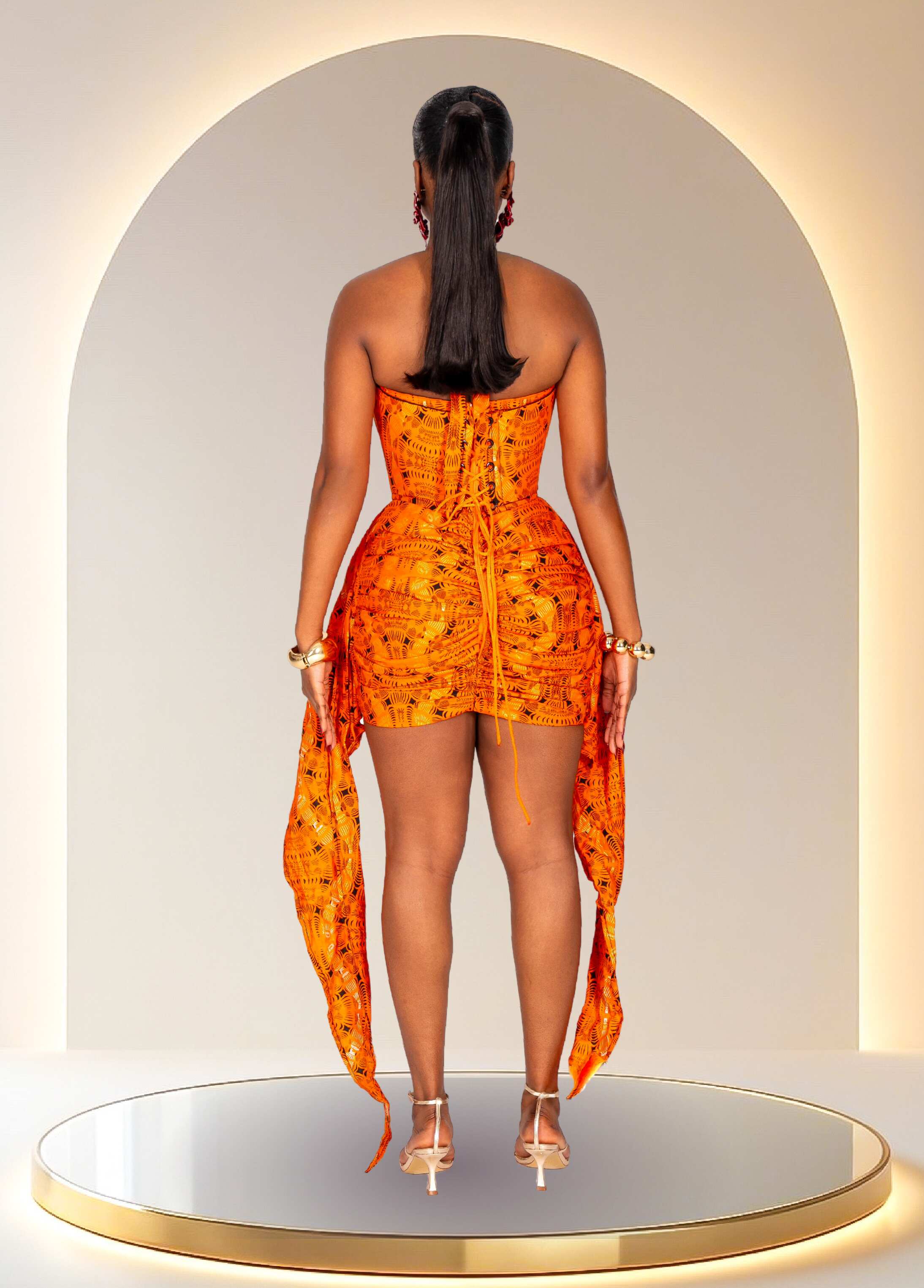 YASMIN CORSET KNOT DRESS - ORANGE