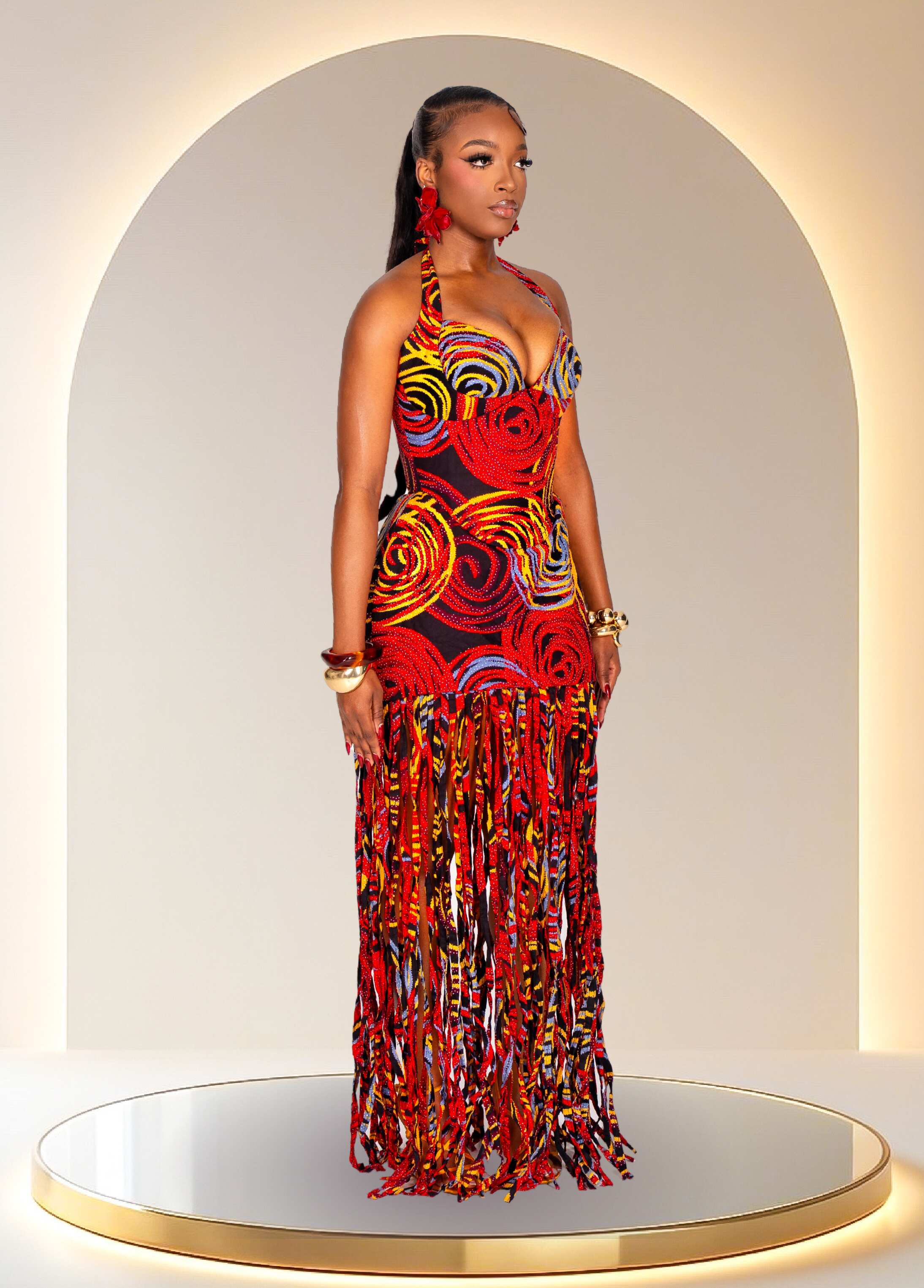 SORAYA CORSET DRESS SET - RED ROSE