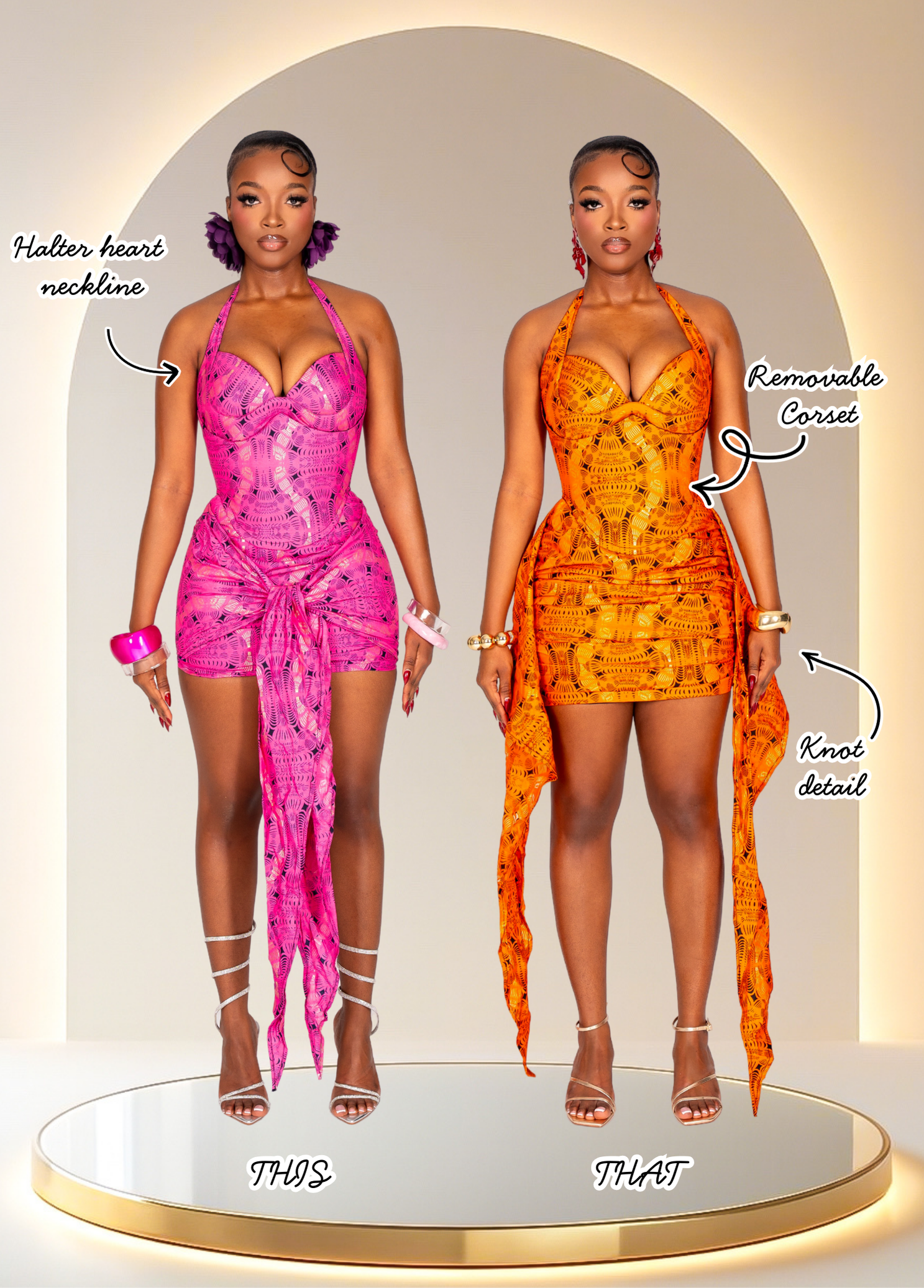 YASMIN CORSET KNOT DRESS - PINK