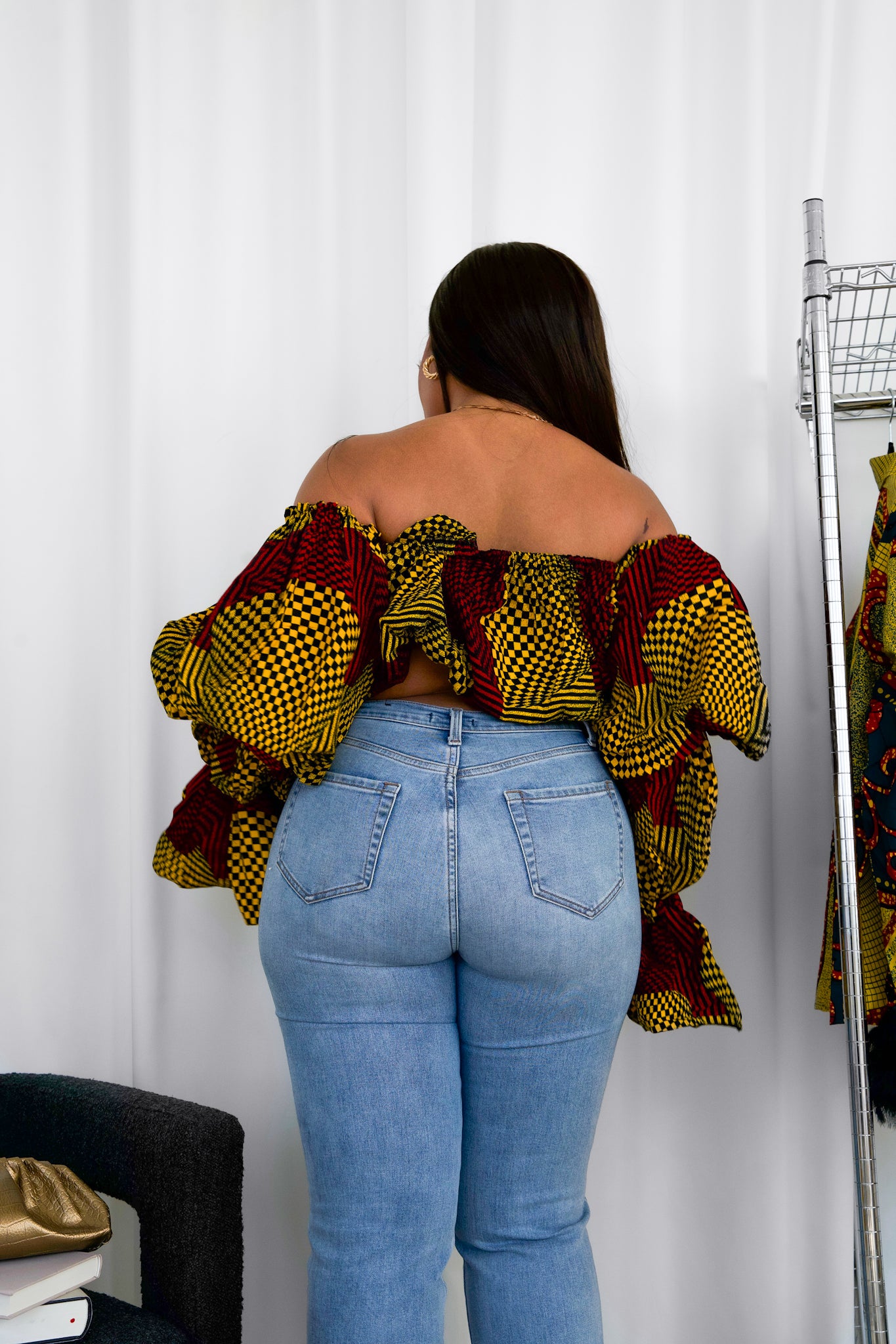 MIKA ELASTIC TOP - DARK RED/ YELLOW