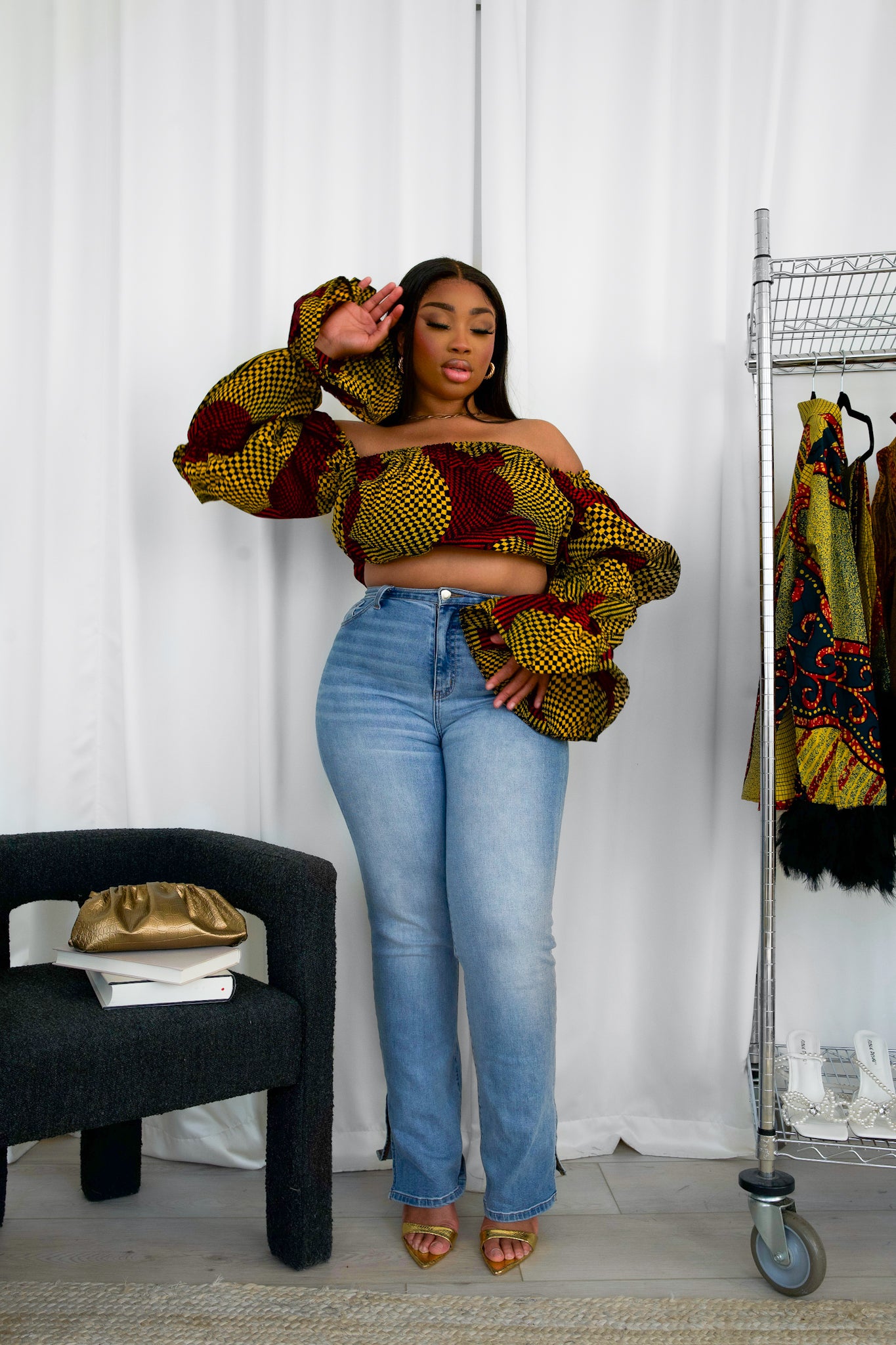 MIKA ELASTIC TOP - DARK RED/ YELLOW