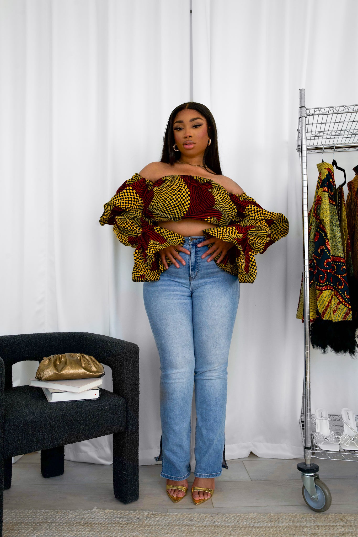 MIKA ELASTIC TOP - DARK RED/ YELLOW