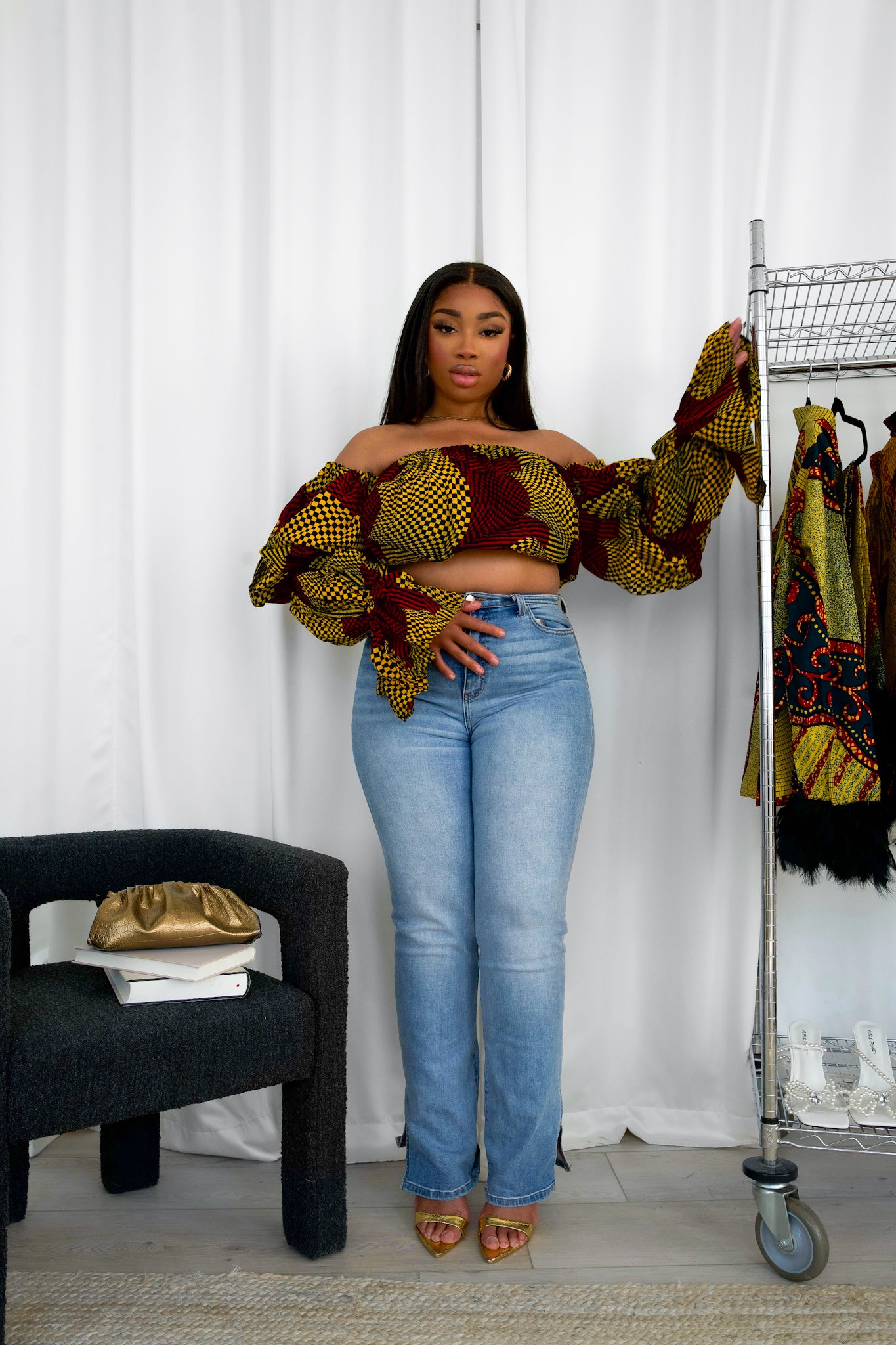 MIKA ELASTIC TOP - DARK RED/ YELLOW