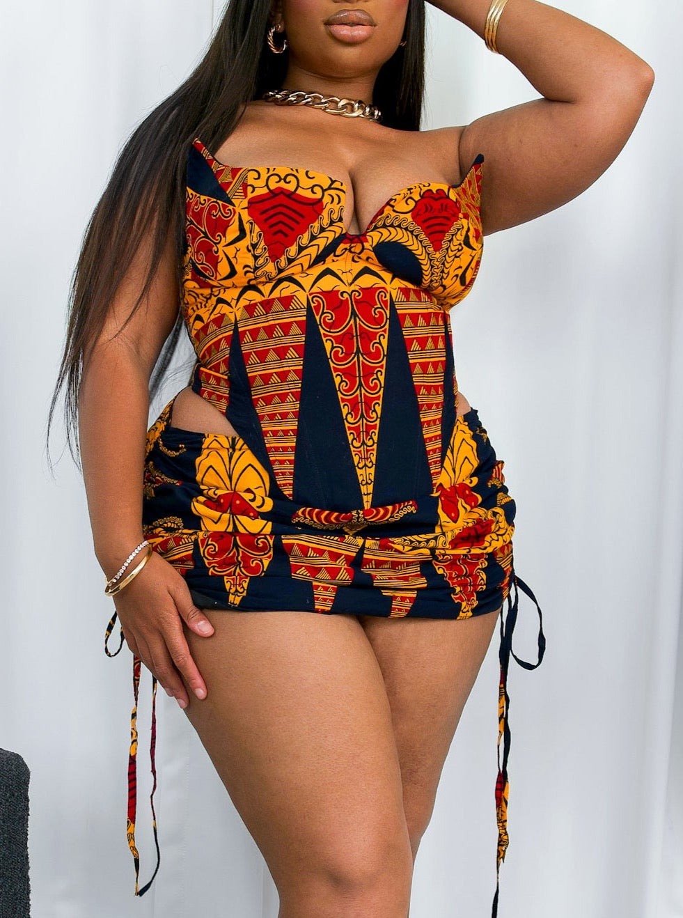 MISAI ADJUSTABLE SKIRT - YELLOW/ BLACK