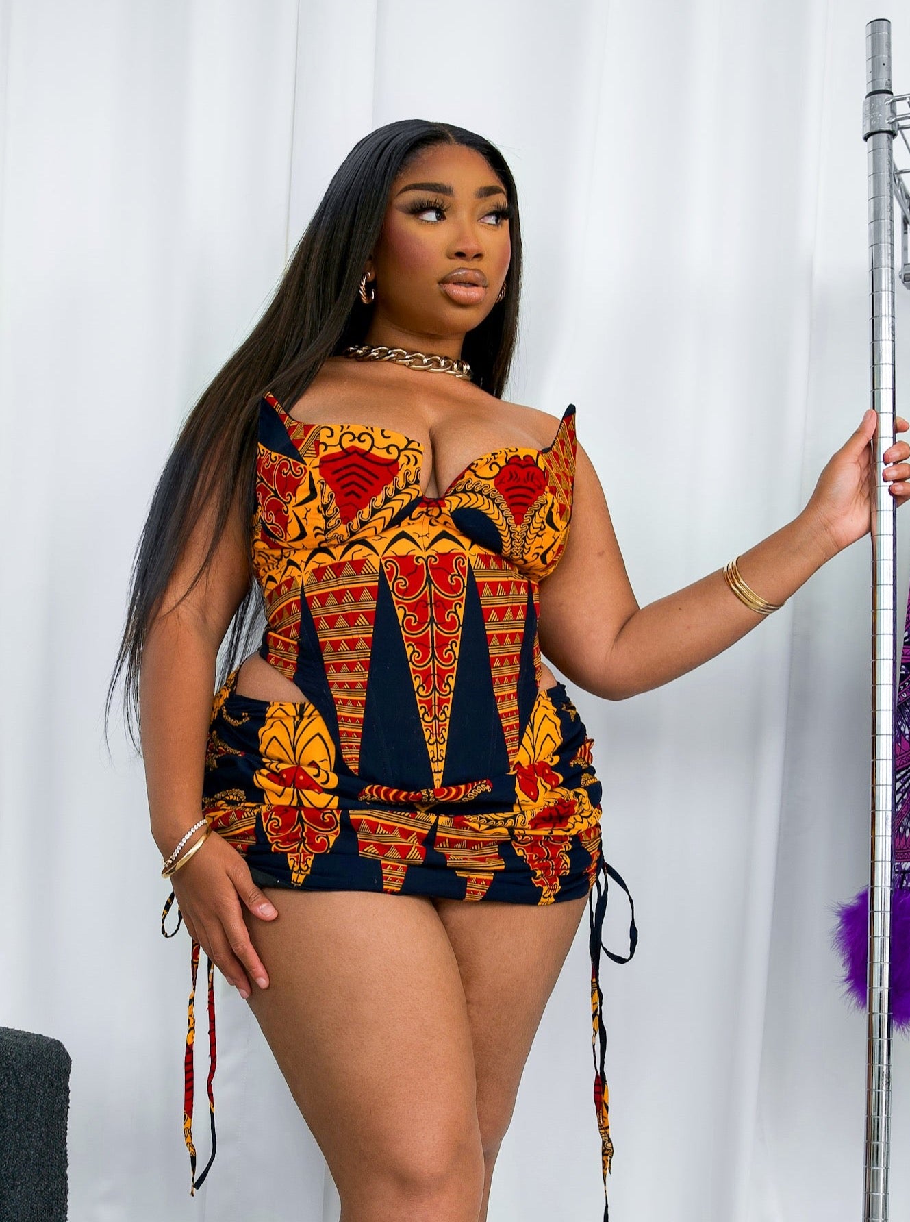 MISAI ADJUSTABLE SKIRT - YELLOW/ BLACK